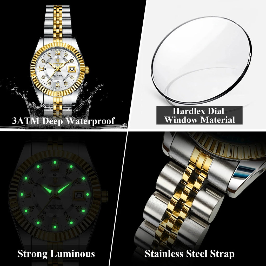 POEDAGAR 780 Luxury Elegant Watch Waterproof Women Watch Luminous Date