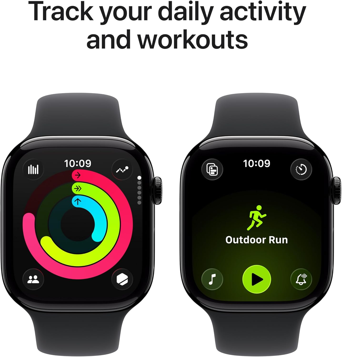 Apple Watch Series 11 GPS 46mm Smartwatch with Jet Black Aluminium Case with Black Sport Band M/L. Sleep Score, Fitness Tracker, Health Monitoring, Always-On Display, Water Resistant
