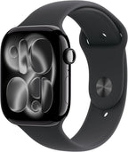 Apple Watch Series 11 GPS 46mm Smartwatch with Jet Black Aluminium Case with Black Sport Band M/L. Sleep Score, Fitness Tracker, Health Monitoring, Always-On Display, Water Resistant