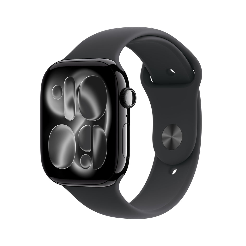 Apple Watch Series 11 GPS 46mm Smartwatch with Jet Black Aluminium Case with Black Sport Band M/L. Sleep Score, Fitness Tracker, Health Monitoring, Always-On Display, Water Resistant